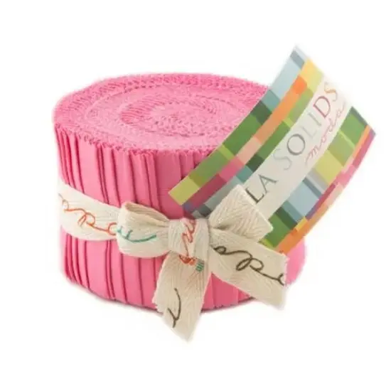 Pink Bella Solids Junior Jelly Roll Precuts {1}