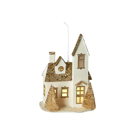Lighted Glittered Village Ornaments {3}