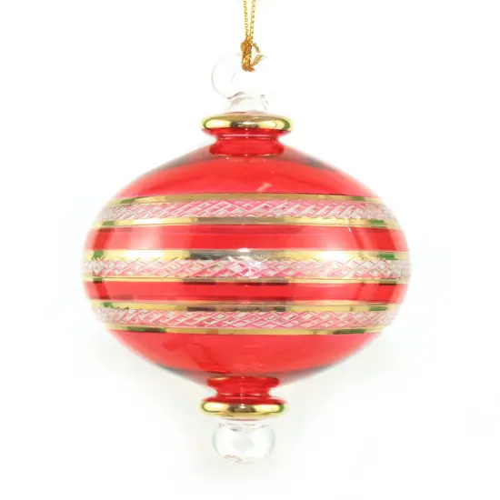 Crystal Gold Etched Banded Globe - Christmas Red {1}