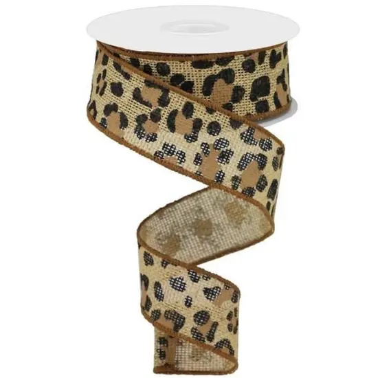 1.5" Leopard Print Ribbon: Natural (10 Yards) {1}