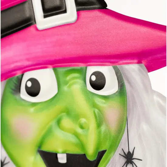 12" Metal Embossed Sign: Witch Head (Pink) {2}