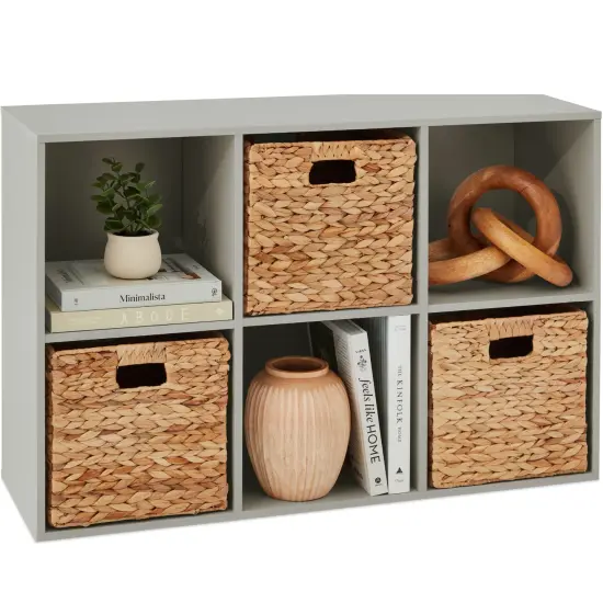 Best Choice Products 6-Cube Bookshelf, 11in Display Storage System, Organizer w/ Removable Back Panels Gray {1}
