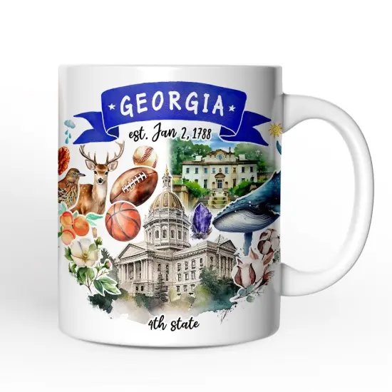 Artistic Georgia State Themes and Landmarks Mug {1}