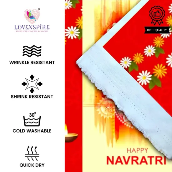 Happy Navratri Banner Indian Traditional Backdrop Cloth 5x8 Feet Indian Navratri Decor Pooja Wall Decor Indian Wall Art Photo Decor Banner Decorative Pooja Cloth Navratri Celebration {3}