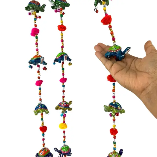 Rajasthani Door Hanging Wind Chimes Indian Traditional Turtle Wall Hanging Diwali Christmas Wedding Decor Wind Chime for Home Decoration Patio - Housewarming Gifts (15.5 Inches) {7}
