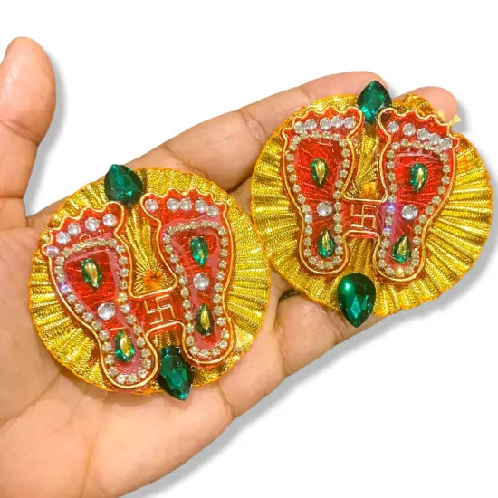 Acrylic Lakshmi Charan Paduka Feet 2 Pairs Laxmi Padhuka Good Luck Footsteps Shubh Labh Rangoli Sticker for Door Entrance Home Temple Diwali Decoration Indian Traditional Vara Lakshmi Pagla {6}