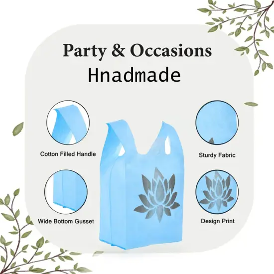 Lotus Print Return Non Woven Gifts Party Favor Bags Ecofriendly Reusable for Indian Wedding Housewarming Puja {4}