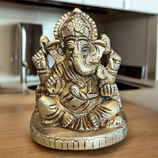 Ganesha Brass Idol, Altar, Deity, Ganesh Idol, Ganapati Idol, Ganesha Statue, Ganapati Idol, Diwali Gift {3}