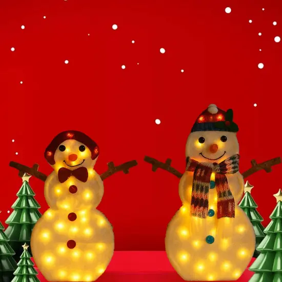 24 Inches and 28 Inches Christmas LED Snowman Pair Holiday Light Decor {5}