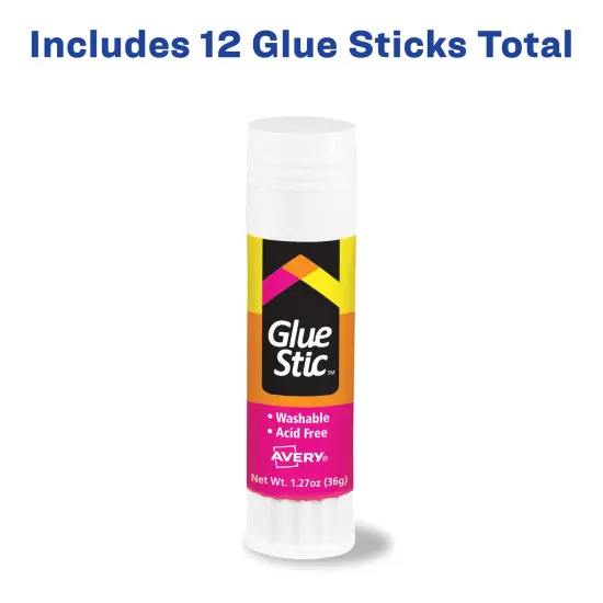 Avery Glue Stic, Glue Sticks, Washable, 1.27oz, 12 Total (10221) White {2}