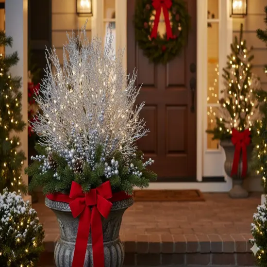 25-Inch Silver Glitter Mesh Leaf, 12 Pieces Christmas Accent, Perfect for Trees, Wreaths, Garland Displays {2}