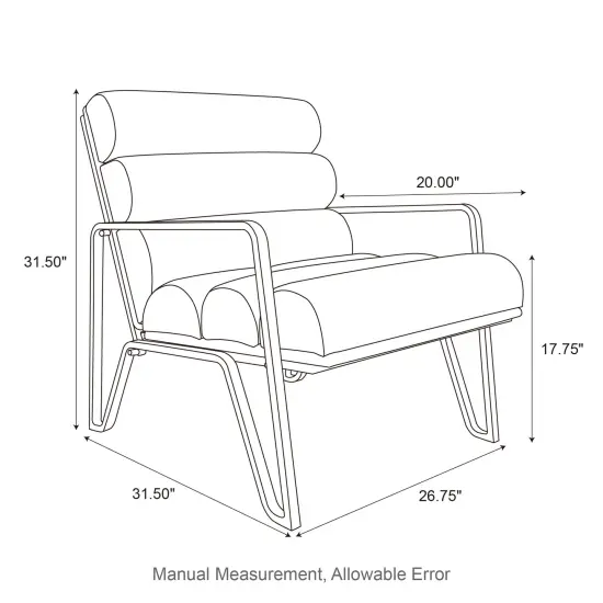 26.75"W Modern Comfy PU Leather Accent Chair with Metal Frame Set of 2-Black {6}