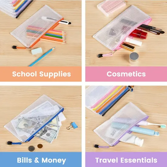 24 Pack Mesh Zipper Pouch Bags with Label Pocket {5}