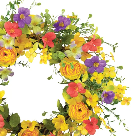 Collections Etc Yellow Rose Wildflower Door Wreath {5}