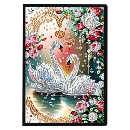 DIY 5D Notebooks Diamond Painting Journals Diamond Painting Notebook A5 Hardback Notebook Diary Swan Sketchbooks Notepad A5 Diamond Painting Rhinestone Swan Landscape {1}