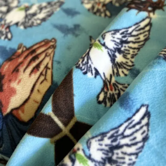 Holy Prayers for Peace Anti-Pill Premium No-Sew Throw Fleece Fabric Kit (50x60) {3}