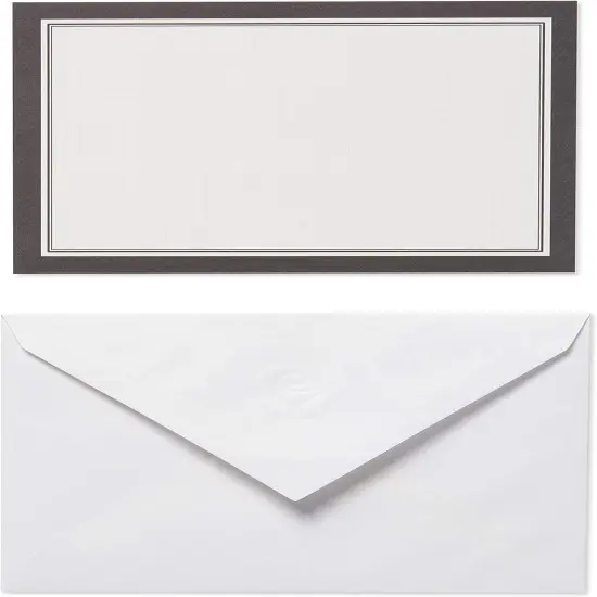 Single Panel Blank Cards with Envelopes, White with Black Border (40-Count) {1}