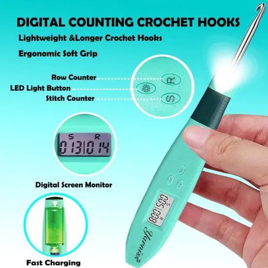 18 Size Counting Crochet Hooks with Light {1}
