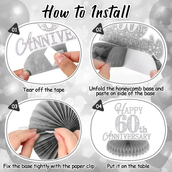 9Pcs 60th Wedding Anniversary Decorations {4}