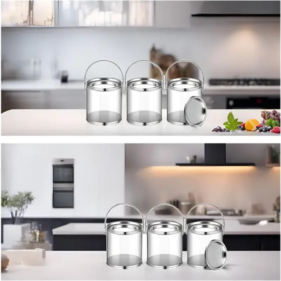 12 Pack Mini Clear Plastic Paint Cans with Metal Lids {5}