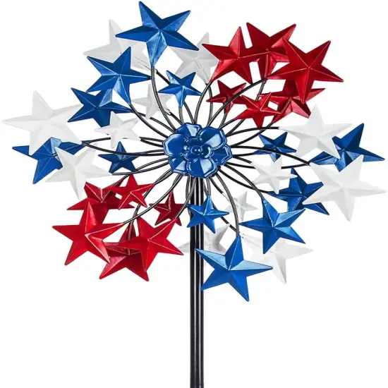 Outdoor Wind Spinner - Patriotic Metal Garden Spinners- Wind Sculptures July 4th Decorations for Garden {1}