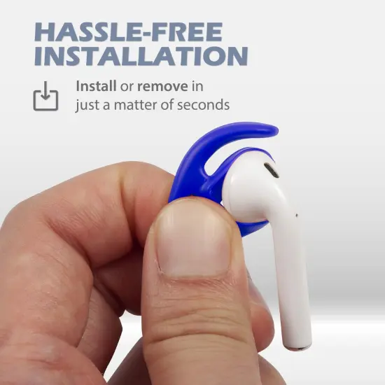 Insten 3 Pairs Ear Hooks Compatible with AirPods 1 & 2 Earbuds, Anti-Lost EarHooks Accessories, Comfortable Soft Silicone Covers, with Storage Box (Not Fit in Charging Case) Blue {3}