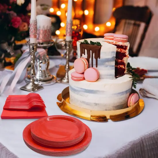 Red Party Supplies Set Include Red Paper Plates and Napkins party supplies,Severs 25 Guests Red Dessert Plates {2}