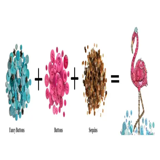 Flamingo Embellishment Bundle &ndash; Pink Buttons, Turquoise Accents, Crystals, Gems & Sequins &ndash; DIY Craft Kit for 8x10 Canvas Art {5}