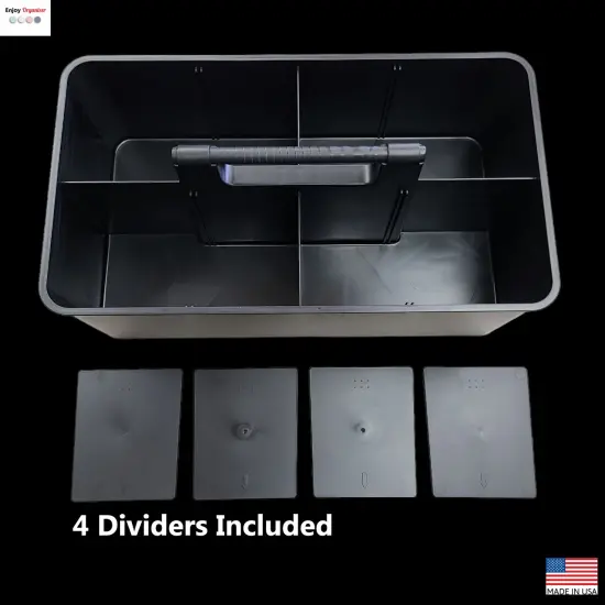 Enjoy Organizer- Commercial Large Portable Caddy Stackable Carry Caddy, Black, Carrier for Cleaning Supplies, Tools, All-Purpose Carry Caddy Made In USA {12}