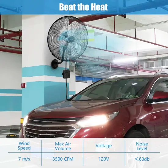 Costway 1/2 PCS 20" Wall Mount Fan with 3-Speed Options 85&deg; Oscillation 30&deg; Tilt 6 FT Cord {5}