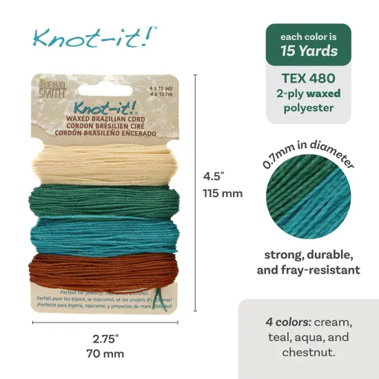 The Beadsmith Brazillian Waxed Cord Mix Beach N' Sea {4}