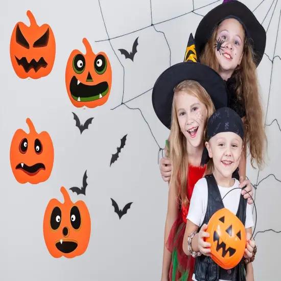 32 PCS Halloween Foam Pumpkin Craft Kit and Pumpkin Stickers {5}