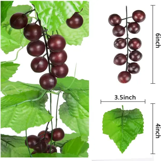 8FT 5pcs Artificial Greenery Chain Grapes Fake Vines Leaves Foliage Simulation {2}