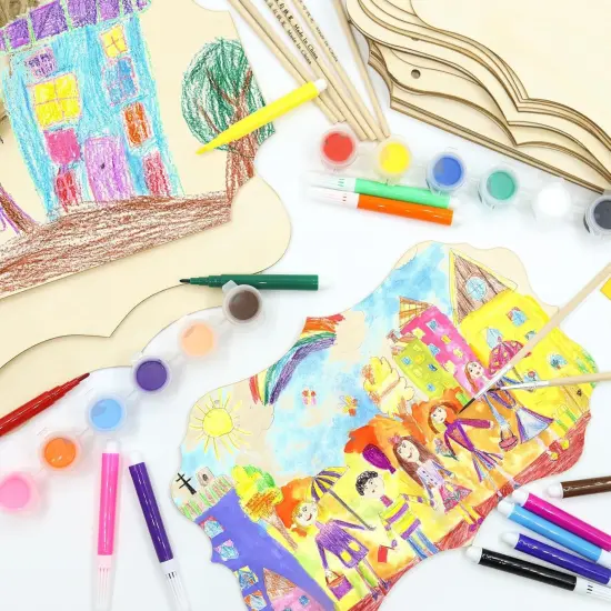 24 Pieces Unfinished Hanging Wood Sign Blank with Rope {3}