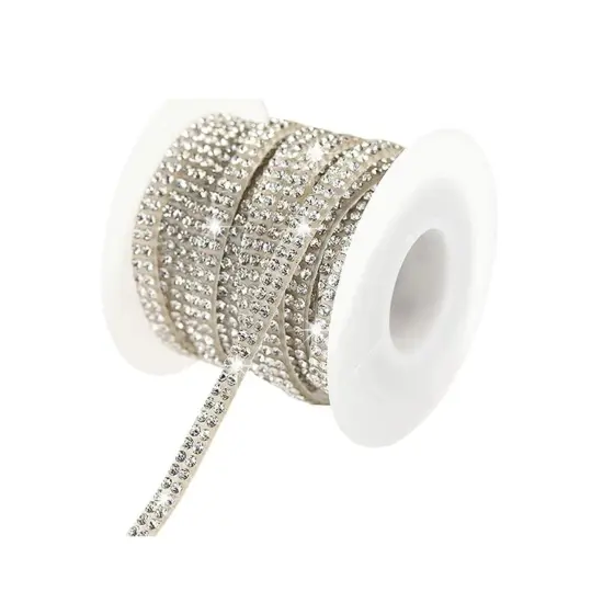 Self-Adhesive Rhinestone Ribbon Strip Roll White {1}