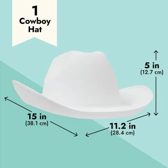 White Cowboy Hat - Felt Cowboy Hats for Men, Women, Western Cowgirl Hat for Costume Birthday Bachelorette Party (Adult Size) {5}