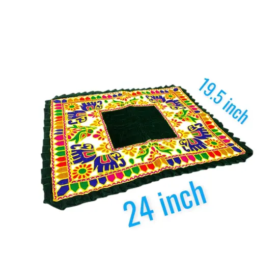 Elephant Pooja Aasan Rug Velvet Prayer Mat Meditation Multipurpose Aasan for Ganesh Pooja Diwali Pooja Mandir and Festive Decor Diwali Decoration Housewarming Gift Red {7}