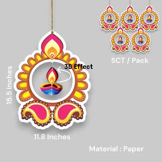 5ct Paper Hanging Rangoli Deepak for Diwali Decoration, Diwali Decor, Diwali Decorations, Diwali Party, Deepawali Hanging, Diwali Garland {2}