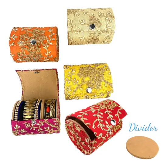 Bangle Organizing Box for Women and Girls Bulk Assorted Jewellery Storage Bag Beautiful Embroidered Bangle Case Indian Pakistani Wedding Favor Bridesmaid Gift {6}