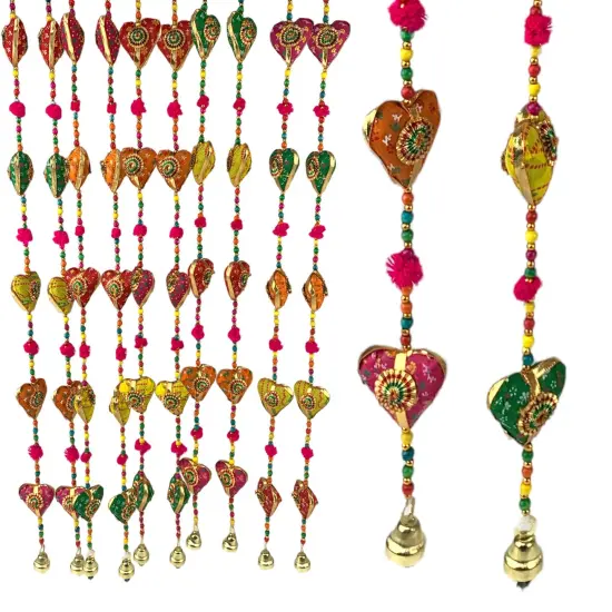 Rajasthani Door Hanging Wind Chimes Indian Traditional Heart Wall Hanging Diwali Christmas Wedding Decor Wind Chime for Home Decoration Patio - Housewarming Gifts (33 Inches) {1}