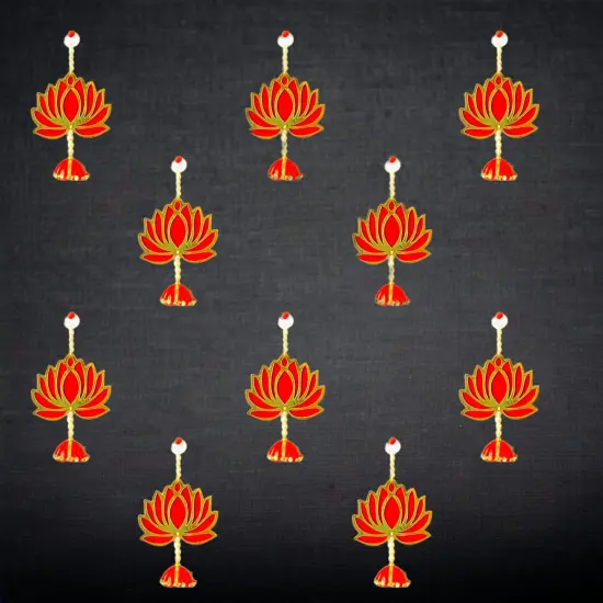 10 Ct. Lotus Hangings for Home Decor, Lotus Backdrop Hanging, Lotus Cutout, Pooja Decor, Diwali Decoration, Wedding, Diwali Decor, Wall Decor, Magenta {2}