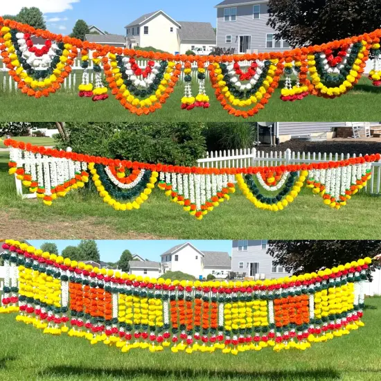 9.6 Feet Jumbo Marigold Jasmine Door Toran Hanging Valance Marygold Festival Garland Puja Diwali Decoration Day of the Dead Dia De Los Muertos Ofrenda Mexican Fiesta Halloween Decor {2}