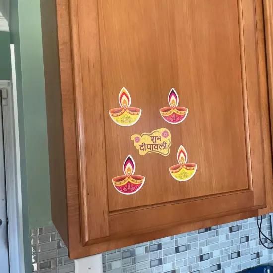 16pcs Diy Diwali Wall Decor, Diwali Paper Cutouts, Diwali Wall Decoration, Diwali Home Decor, Diwali Backdrop, Diwali Diya, Shubh Diwali {5}