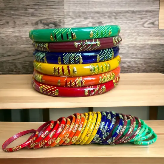 20ct Glass Bangle for Women, Baby Shower Bangles, Gold Line Bangles, Indian Bangles, Return Gifts, Valaikappu Bangles, Wedding Glass Bangle {6}