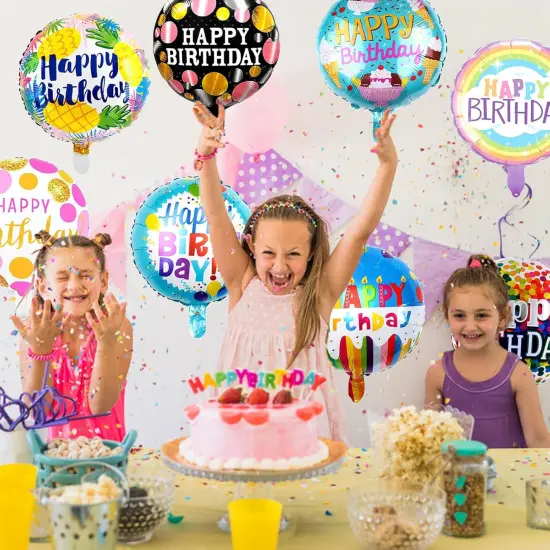 36PCS Happy Birthday Foil Balloons, 18" Round Mylar Foil Helium Balloon Floating Inflatable Birthday Balloons {2}