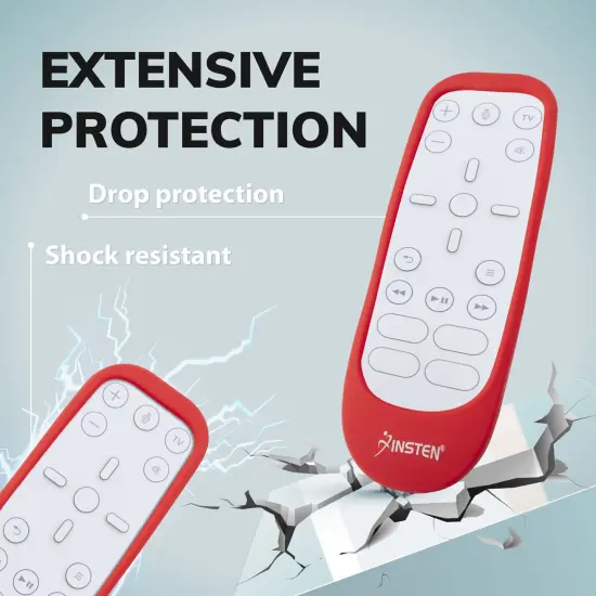 Insten Case For PS5 Media Remote Cover, Protective Silicone Skin Sleeve, Anti-Shock, Washable, Full Protection, Red {2}