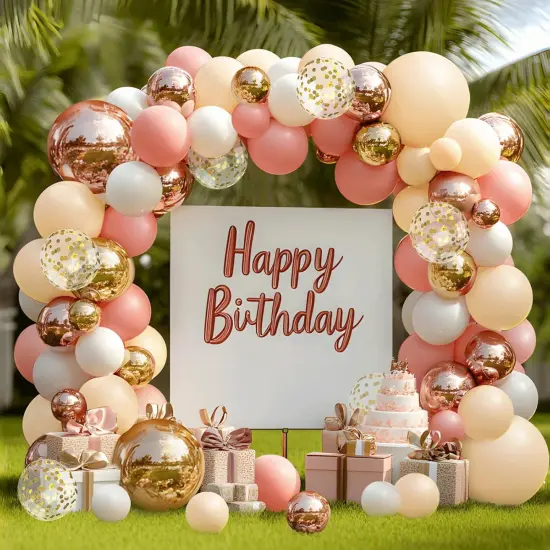 Blush Dusty Rose Pink Balloons Garland Arch Kit, Boho Peach Rose Gold Confetti Balloons for Girls Women Bridal Baby Shower Wedding Engagement Tea Party Birthday Party Decorations {5}