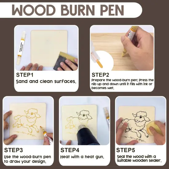 Wood Burn Paste Pen Kit, 4OZ Wooden Burning Gel, Double Sided Wood Burn Marker Kit for DIY Beautiful Wooden Burning in Minutes, Perfect for Beginners Handmade Meaningful Gifts {4}
