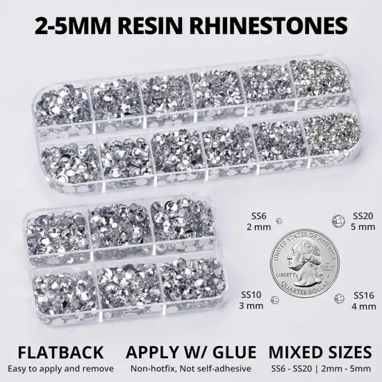 b7000 Glue with 7500Pcs Clear Silver Rhinestones for Crafts Clothes Clothing Fabric, Shiny Flatback Crystals Gems for Crafting Shoes Shirt, Flat Back Diamonds Set Badazzle kit Jewels 2-5mm 4 Sizes Mix {3}