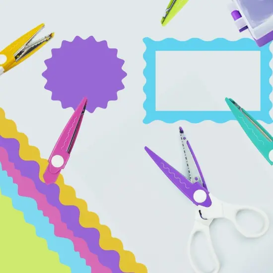 Decorative Paper Edge Scissors, Craft Scissors Wavy Edge, 5 Pairs Zig Zag Edges with 1 Pair of Switchable Handles, Great for DIY Paper Cutting, Scrapbooking, Paper Quilling and Kids Crafts {1}